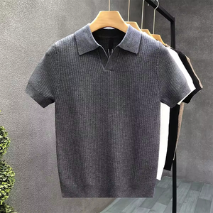 Custom Men's Summer Short Sleeve Knit <b>T</b> <b>Shirt</b> With Scissors <b>Collar</b> Cool Anti-wrinkle Anti-pilling <b>T</b>-<b>shirt</b> - Product Image 5