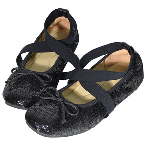 Ann'S Women Black Sequined Ballet <b>Flats</b> Pointed Toe Elastic Strap Slip On All Seasons Fashion Trend - Product Image 1