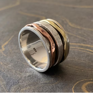 Unisex <b>Spinner</b> Wide Band <b>Ring</b> 925 Silver with Plain Design-Trendy Gift Anxiety Relief Jewelry - Product Image 3