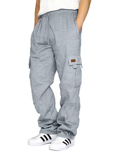 Outdoor Activities Sweatpants <b>Man</b> <b>Trouser</b> Workwear Slim Fit Mid Waist Drawstring Waist Pockets Casual Style <b>Trousers</b> - Product Image 2