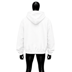 Sweat à capuche zippé oversize blanc en coton, coupe décontractée, pour le quotidien, le streetwear et un style décontracté oversize. - Product Image 2