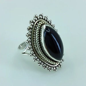 Black Onyx <b>Ring</b> 925 Sterling <b>Silver</b> Handmade Boho <b>Statement</b> Promise <b>Ring</b> for Women Natural Black Onyx Marquise July Birthstone - Product Image 3