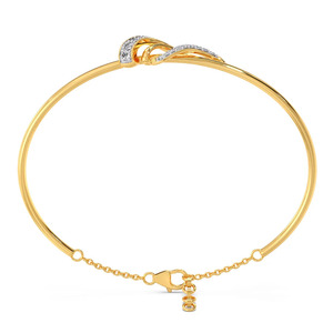 Twisted <b>Infinity</b> Diamond <b>Bracelet</b> with Yellow Gold Slim Frame and Elegant Interwoven Center Design - Product Image 3