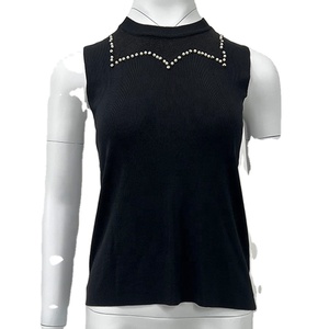 OEM 2024 personalizado verano negro O-cuello sólido sin mangas crop Top Casual de talla grande Racerback mujeres camisetas sin mangas chaleco - Product Image 1