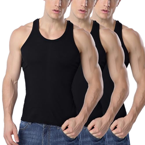 Wholesale Custom <b>Men</b> Cotton <b>White</b> Seamless Fitness Bodybuilding Undershirt Training String Singlet Gym tank Tops <b>Vest</b> for <b>Men</b> - Product Image 1