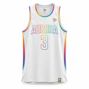 Aurora Basketball Jersey Tank <b>Top</b> Sublimated <b>Rainbow</b> Print Moisture Wicking 100 Polyester Unisex Adult Regular Fit - Product Image 1