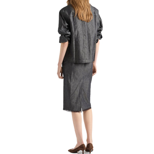 Premium Women Chambray Denim <b>Jacket</b> Oversized Casual Custom Utility Streetwear OEM Fashion <b>Lightweight</b> Outerwear Top Private Lab - Product Image 2
