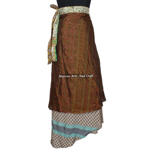 Falda Larga Reversible de Seda Mágica de 38 Pulgadas, Estilo Halter, Talla Grande, Vintage, Seda Mágica de 38 Pulgadas, Halter, Sari de Seda India, Hippie - Product Image 4