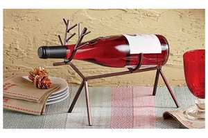 Metal Reindeer Wine Bottle Holder Christmas <b>Table</b> Decor Centerpiece Modern Animal Shape Design for Holiday Decoration - Product Image 1