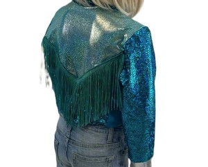 Camisa Retro Disco Rodeo para niñas – Estilo Western azul brillante - Product Image 3