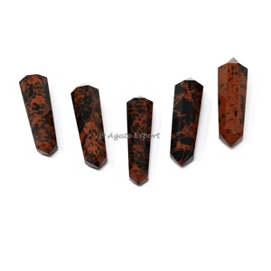 Vente en gros de cristaux d'obsidienne naturelle en acajou tour de cristal plusieurs matériaux mélangent des pierres de guérison à point de baguette de couleur à vendre - Product Image 1