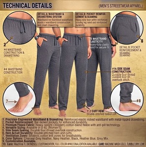 Pantalon de survêtement noir pour homme avec bande latérale blanche, taille élastique et cordon de serrage – Idéal pour l'automne – Vente en gros - Product Image 2