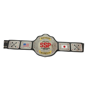 เข็มขัดแชมป์มวยปล้ำซูเปอร์สตรองโปรเฮฟวี่เวท SSP ดีไซน์ธงชาติอเมริกันและญี่ปุ่น สายหนังคุณภาพสูง - Product Image 2