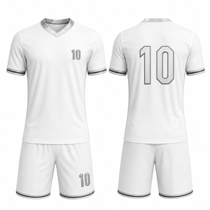 Classic <b>White</b>, Silver, and <b>Black</b> Soccer uniform Set | Premium V-Neck Football Uniform | Breathable Quick-Dry Team Sportswear - Product Image 3