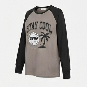 T-shirt Raglan Oversize Personnalisé pour Femme, Manches Longues, Col Rond, Décontracté, Coupe Ample, 100% Coton Jersey, T-shirts Personnalisables - Product Image 4