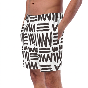 Shorts de Baño para Hombre, Color Blanco Sólido, Poliéster/Algodón, Secado Rápido, Cintura Elástica con Cordón, Estilo Urbano, Ecológicos - Product Image 4
