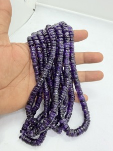 Venta al por mayor de cuentas de amatista africana oscura en forma de neumático Heishi de 6-7 mm, hebra de 16 pulgadas, fabricante y proveedor - Product Image 2