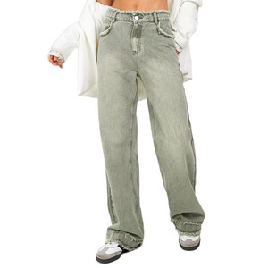 High Waist Wide Leg Stonewashed Denim <b>Pants</b> Ripped Loose Fit Casual Cotton Jeans for Men Autumn Style - Product Image 1