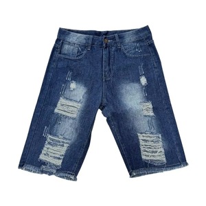 Shorts d'été décontractés en jean délavé, personnalisés, de haute qualité, en nylon/coton respirant, style charpentier vieilli - Product Image 1