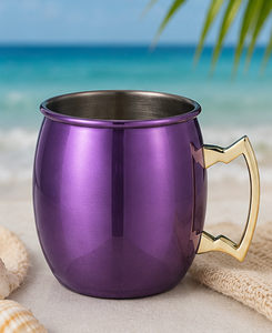 Taza de cobre artesanal para Moscow Mule, color negro brillante, con revestimiento de acero inoxidable de lujo, elegante taza para cócteles con exterior pulido y liso. - Product Image 2