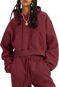 Ensemble de survêtement athlétique réversible deux pièces pour femme, en coton 100% haute élasticité, style hip-hop, avec doublure polaire écologique - Product Image 2