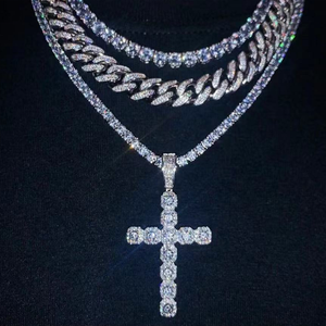 จี้กางเขนเงินแท้ 925 ประดับเพชรโมอิสซาไนต์ VVS ขนาดเล็ก สร้อยคอแบบ Ice Out เครื่องประดับจี้เพชรโมอิสซาไนต์รูปกางเขน - Product Image 5
