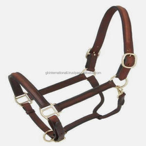 Cabestro de caballo de cuero acolchado marrón oscuro personalizado en tamaños de mazorca completos con cabestro de cuero de ajuste de latón resistente - Product Image 2