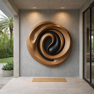 Sculpture murale Art Déco artisanale en bois organique de luxe, décoration murale pour salon, cadeau de pendaison de crémaillère - Product Image 4