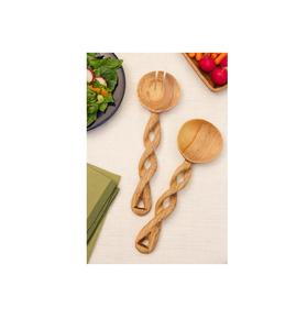 Ensemble de 2 ustensiles en bois d'acacia pour servir les salades, design très demandé, au prix le plus bas. - Product Image 1