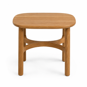 Modern Scandinavian <b>Solid</b> Teak <b>Wood</b> <b>Dining</b> <b>Table</b> <b>Rounded</b> Square Top Architectural Arched Frame Eco-Friendly Waterproof Hotel - Product Image 1