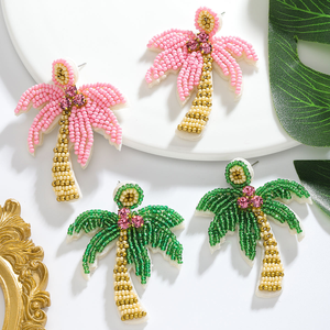 Pendientes Colgantes Unisex de Cuentas de Arroz Bohemias con Pedrería, Estilo Tropical, Coloridos, con Cuentas de Coco, de MD HANDICRAFTS - Product Image 2