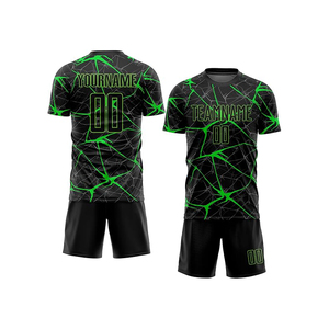 Conjunto de Camiseta y Pantalones Cortos de Fútbol Sublimados Personalizados para Hombre, Cuello en V, Manga Corta, Absorbe la Humedad, Antibacteriano, Protección UV, Poliéster - Product Image 6