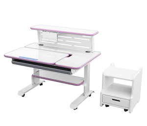 Mesa de Estudio Infantil Cuadrada Moderna de Plástico Ajustable con Soporte para Tablet y Cajón de Almacenamiento para el Hogar y la Escuela - Product Image 2