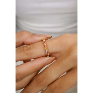 14K White Gold Multi Sapphire <b>Stacking</b> Eternity Wedding <b>Ring</b> - Product Image 6