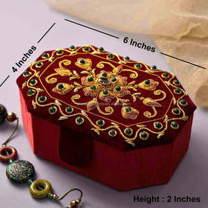 Butterfly Cardboard Heavy Zardozi Embroidered Pearl Beaded Luxury Wedding Gift <b>Ring</b> Storage Jewelry <b>Box</b> Engraved Printing - Product Image 3