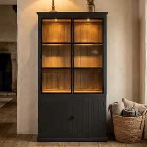 Contemporary Meldyn Cabinet High Quality Timber Eco-Friendly Durable <b>Bookcase</b> with Minimalist Black Finish for Home Office - Product Image 2