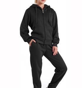 Custom Women Tracksuit Premium Brushed Fleece Zip Jacket <b>Cuffed</b> <b>Jogger</b> Set Warm Casual Streetwear Athletic Wear - Product Image 4