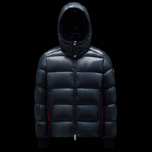 Men's Navy Hooded Down Bubble <b>Jacket</b> Windproof Casual Winter Coat Zipper Closure Solid Color Thick Regular Fit <b>Jackets</b> For Men - Product Image 3