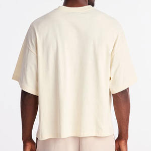 T-shirt en coton uni surdimensionné pour homme, col rond, épaules tombantes, style streetwear décontracté, marque privée, fournisseur OEM ODM personnalisé - Product Image 3