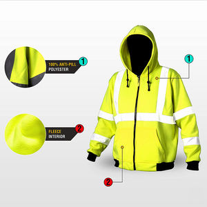 Sudadera con Capucha de Poliéster de Alta Visibilidad Personalizable, Ropa de Trabajo Transpirable, Chaqueta de Seguridad Reflectante, Impermeable, Talla Grande, Alta Visibilidad - Product Image 5