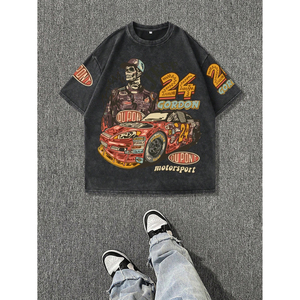 เสื้อคุณภาพดีไซน์หรู ไซส์พลัส ผ้าถักเนื้อนุ่ม 100% คอตตอน พิมพ์ลายตามสั่ง ทรงหลวมไหล่ตก แขนสั้น แฟชั่นคุณภาพสูงสุด - Product Image 1