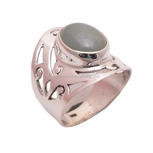 แหวนเงินแท้925 prehnite ธรรมชาติทำด้วยมือเครื่องประดับเงินชั้นดีสำหรับงานแต่งงานจากผู้ผลิตโดยตรง - Product Image 1