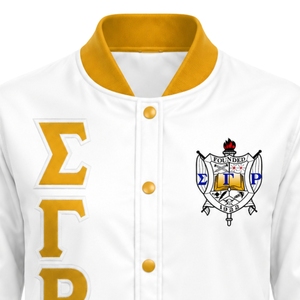 เสื้อแจ็คเก็ตบอมเบอร์ผ้าซาติน Sigma Gamma Rho สำหรับผู้หญิง น้ำหนักเบา มีซิป แจ็คเก็ตวาร์ซิตี้ลำลอง แฟชั่นสตรีทแวร์แบบสั่งทำได้ - Product Image 3