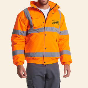 Chaquetas Bomber Impermeables y Transpirables de Microfibra Clase 3, Chaqueta con Capucha Reflectante de Seguridad de Alta Visibilidad con LED Intermitente, Logotipo Personalizable - Product Image 1