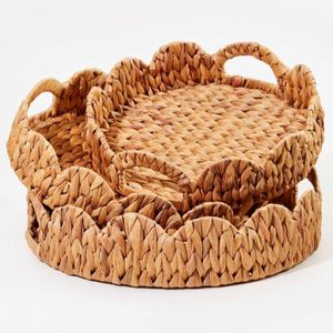 Plateau de rangement tressé en jacinthe d'eau, fait main, pour la décoration intérieure et le rangement de cuisine, fournisseurs pour restaurants et hôtels - Product Image 4