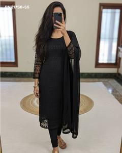 New Arrival Net with Chikankari work Readymade Straight 3/4 Sleeve <b>Kurti</b>-Legging-Georgette Lace Border Dupatta Woman Fashion - Product Image 5