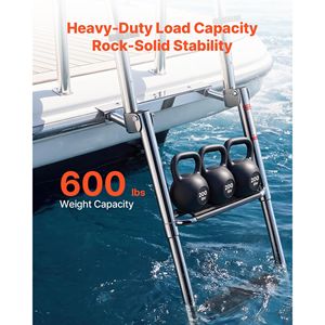 Escalera telescópica plegable de acero inoxidable de 4 peldaños para embarcaciones, escalera de entrada trasera para barcos, capacidad de 600 lb, extra ancha para una mejor adherencia - Product Image 5