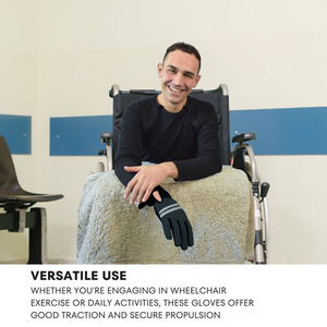 Gants légers en cuir de mouton pleine fleur, antidérapants, respirants, réfléchissants, avec fermeture éclair, pour fauteuil roulant, gym et sports de plein air - Product Image 3