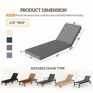 Cuscini per sedie da giardino grigi in 2 pezzi con schienale, cuscini di ricambio premium per esterni per sedia a sdraio - Product Image 3