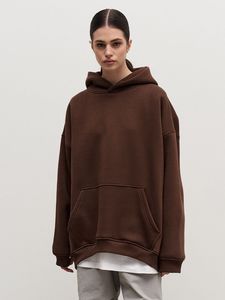 Sudaderas con capucha extragrandes personalizadas para mujer con bajo corto y hombros caídos, con borde sin rematar - Product Image 5